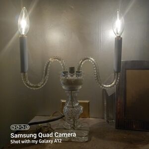 Vintage Clear Glass Double Candle Lamp